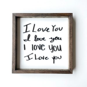 Handwritten &quot;I Love You&quot; Sign: 12&quot; x 12&quot; (1-4 lines)