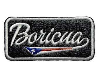 Embroidered Boricua Patch: Puerto Rican Flag, Faux Leather