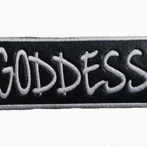Embroidered Goddess Patch - Black Faux Leather