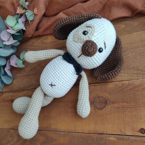 Puppy Newborn Amigurumi Crochet Toy 35cm Organic Cotton Stuffed Plush Animal Safe Baby Gift for Girls and Boys 3 Mth to 3 Yrs Old image 4