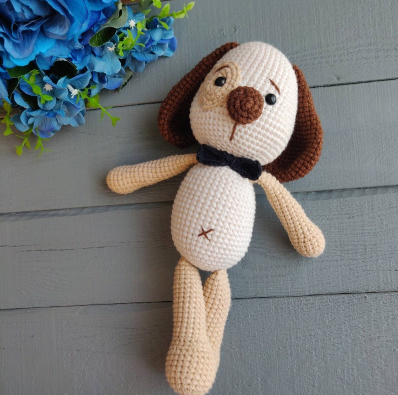 Puppy Newborn Amigurumi Crochet Toy 35cm Organic Cotton Stuffed Plush Animal Safe Baby Gift for Girls and Boys 3 Mth to 3 Yrs Old imagem 6