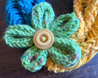 Knit Infinity Scarf with Flower