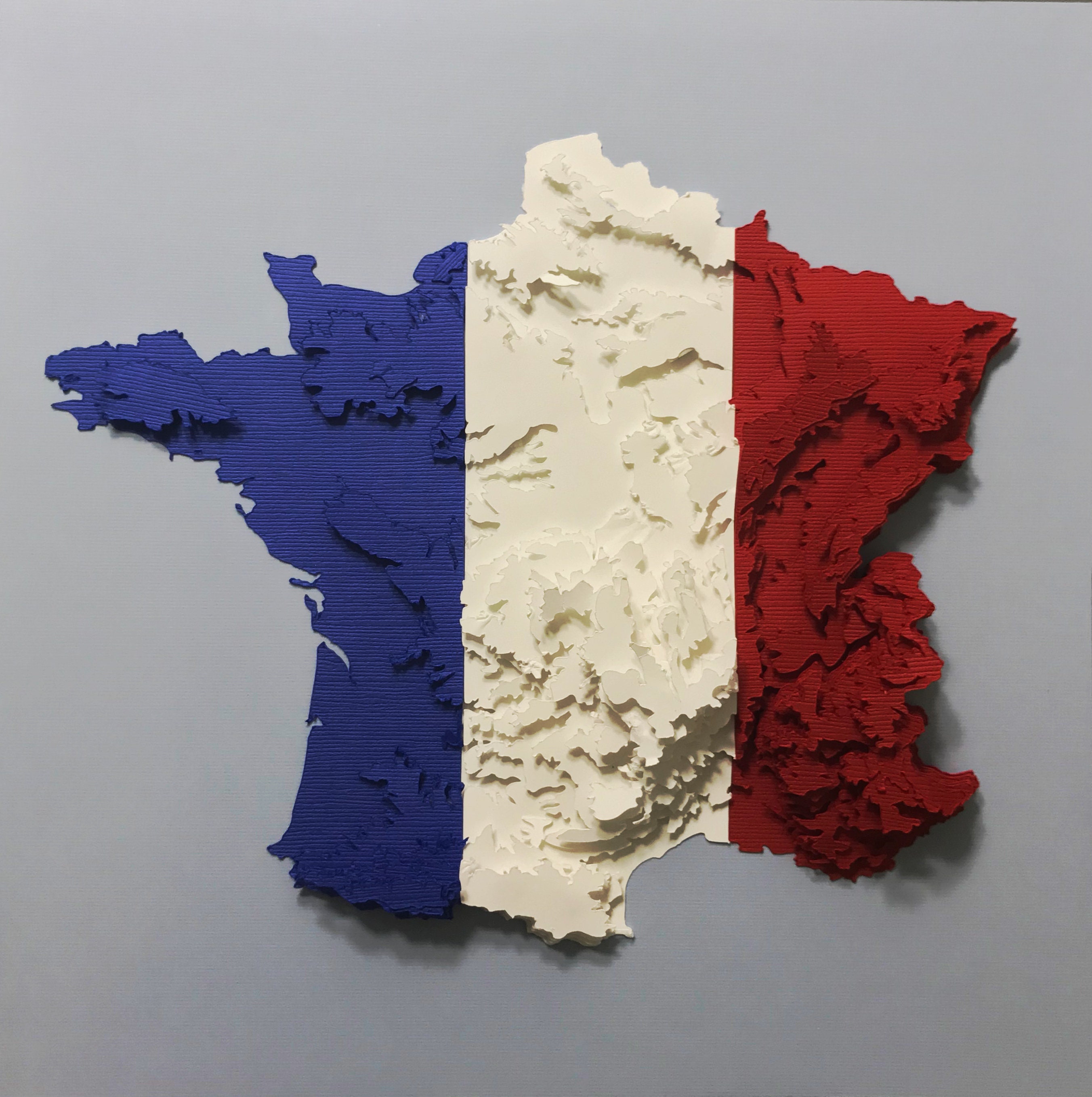 FRANCE 3D PAPER ART Topographic Map Original 9 X 9 Paper Art | Etsy