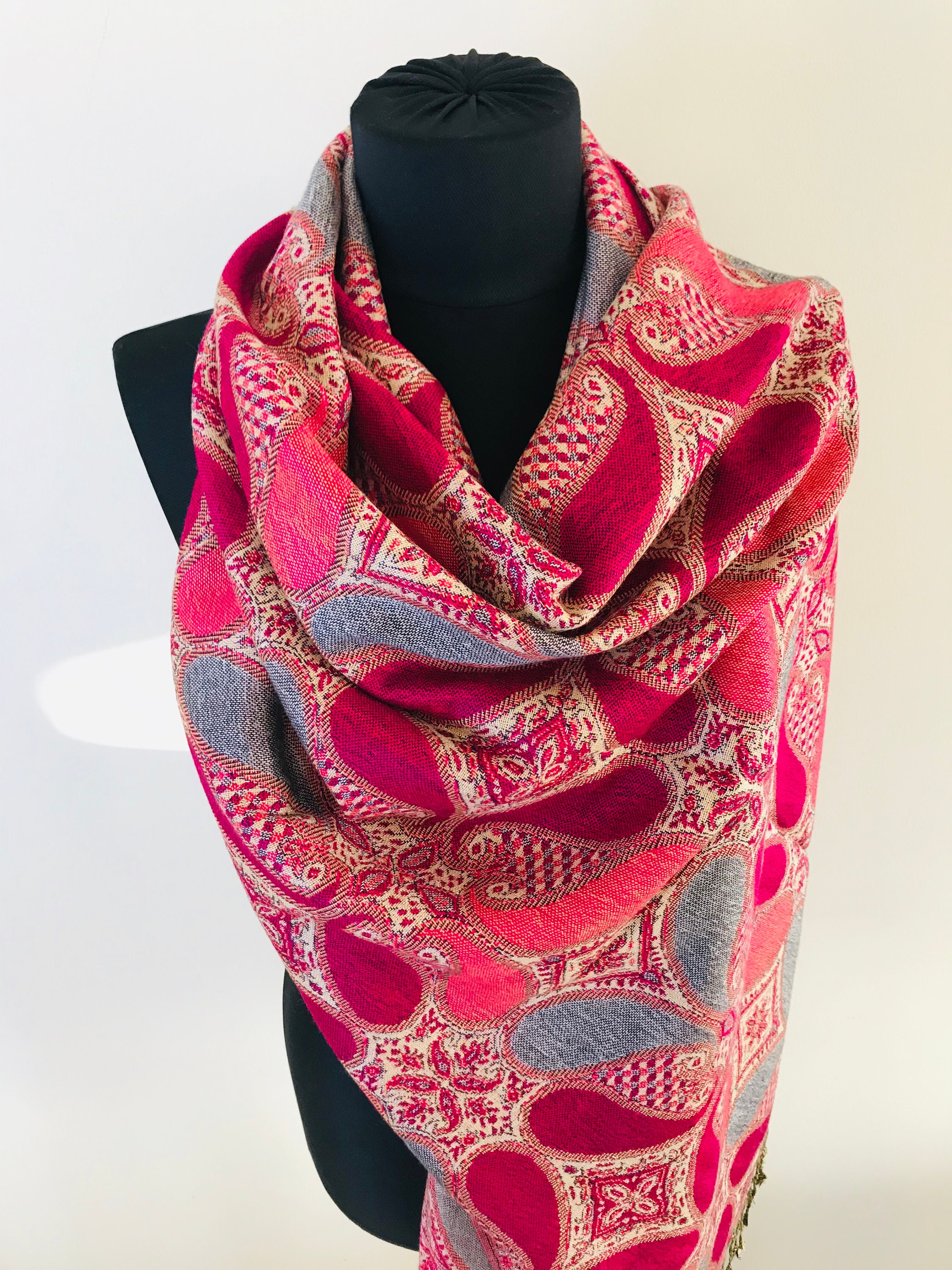 Pink Pashmina Scarf Festival Pashmina Silk Pashmina Scarves Etsy Ireland
