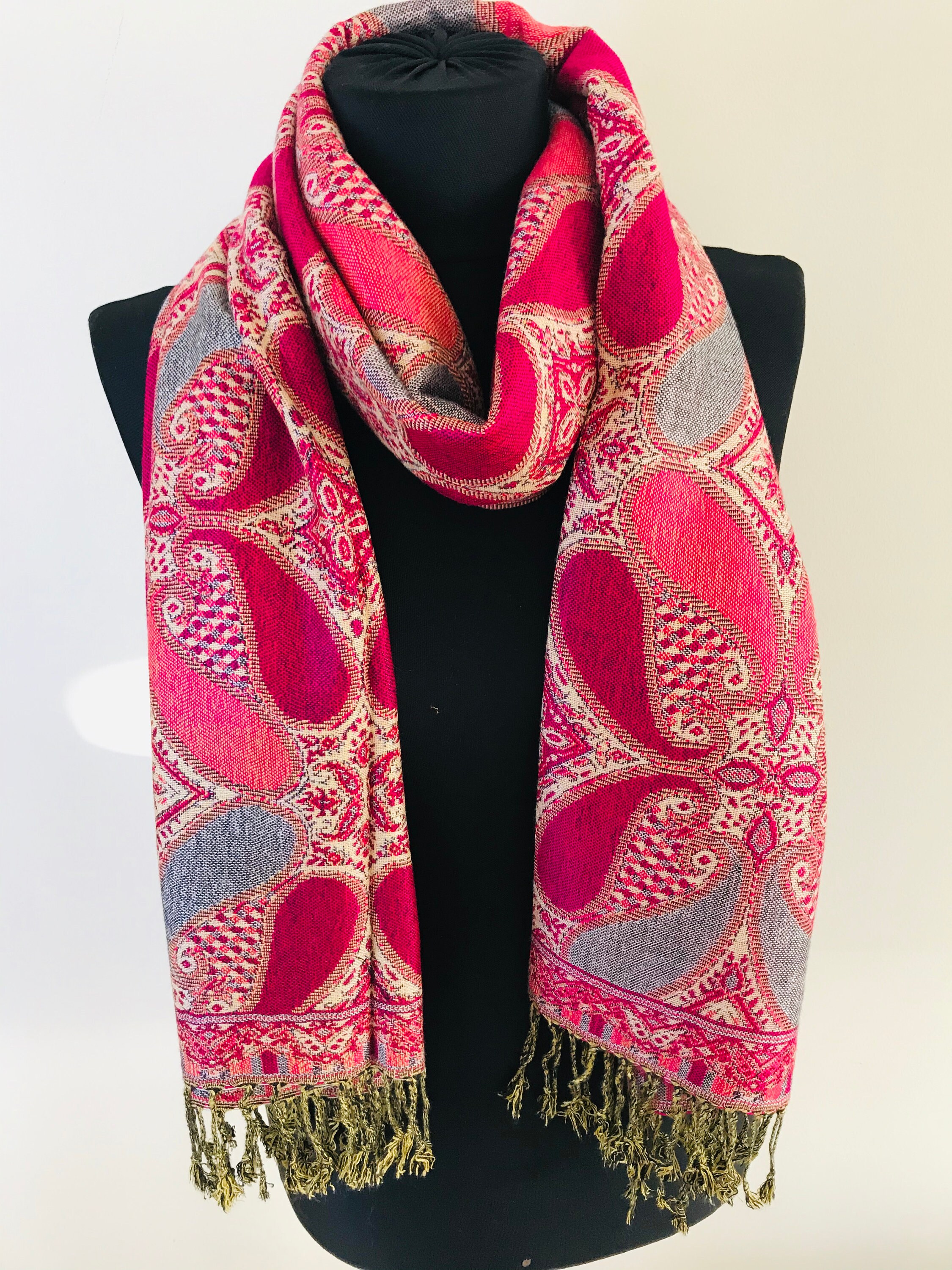 Pink Pashmina Scarf Festival Pashmina Silk Pashmina Scarves Etsy Ireland