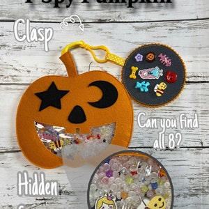 Pumpkin ISpy Toy/ discovery toy/ fidget toy/ sensory/ quiet time/ search and find/ eye spy bag/ busy bag/ travel toy/ educational game