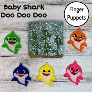 Baby Shark Finger Puppet Set| Pretend Play| Travel Gift| Party Favors| Speech Therapy| Child Songs| Mommy| Daddy| Grandpa| Grandma