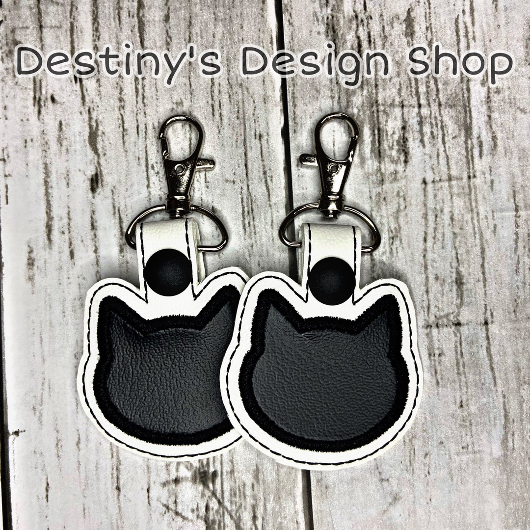 Black Cat Keychain Kennel Tag Purse Accessories Cat Lover Gifts 