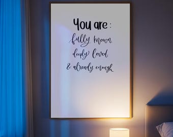 Fully Known Deeply Loved Already Enough | Identity Affirmation Faith Art Download
