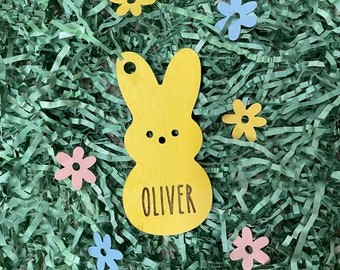 PEEP | Painted Wood Personalized Easter Basket Tag | Custom Name | 4"