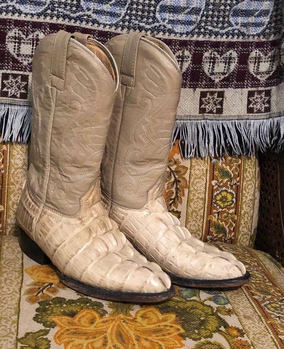 Vintage white alligator boots