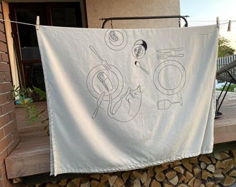 SKRÄDDARSYDD duk Handbroderad duk Duk med logotyp Linneduk Bondgårdsduk Duklinne Inflyttningspresent