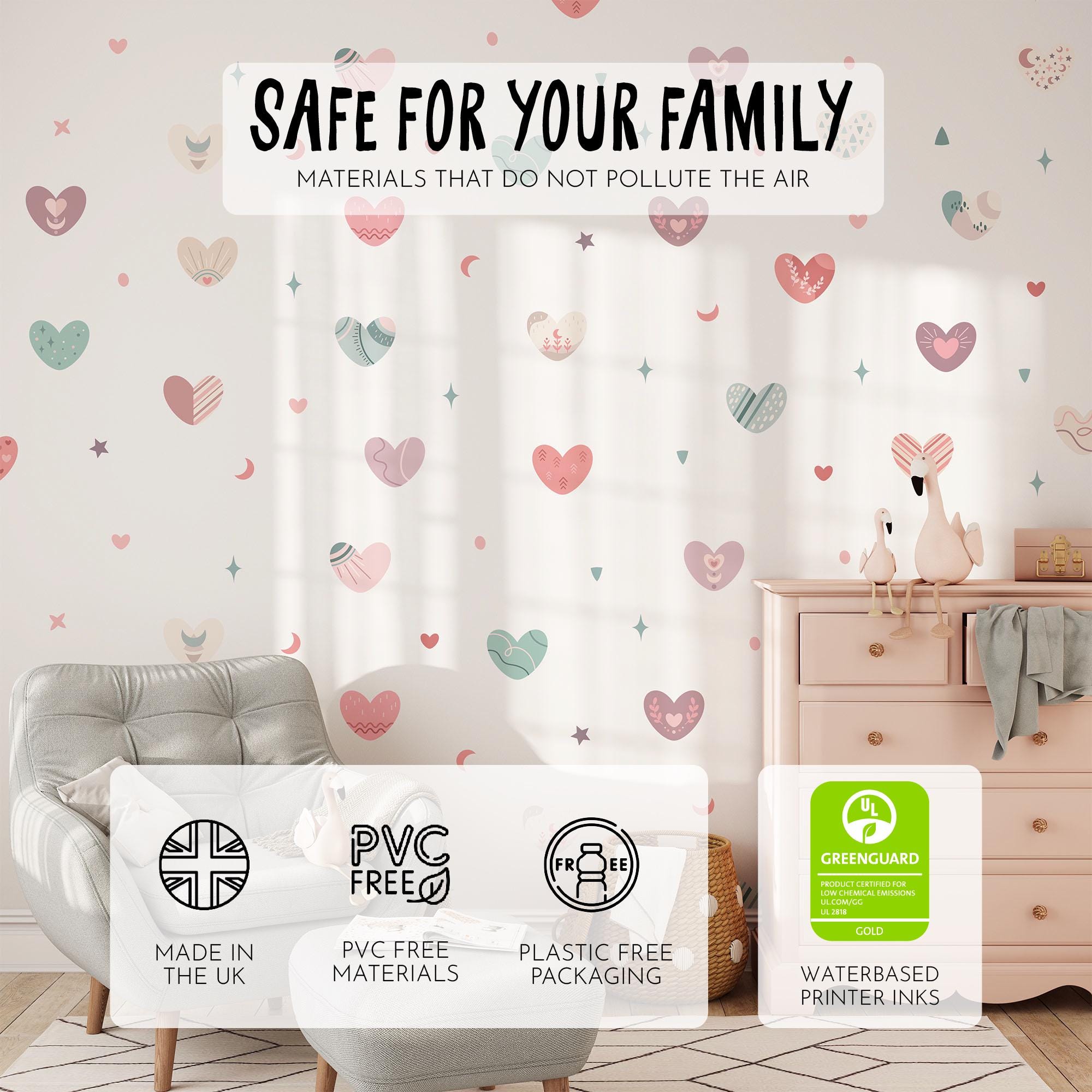 Boho Hearts Wall Decals: Removable Nursery Decor Stickers (81 Pack) - Etsy