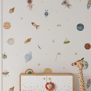 Adesivi murali spaziali, decorazioni per la cameretta dei bambini del sistema solare, adesivi murali rimovibili con pianeti, adesivi a pois, stacca e attacca, pianeti, San Valentino