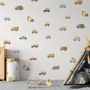 Adesivi murali per veicoli di trasporto, auto, camion, escavatori, decorazioni per la cameretta dei bambini, murales rimovibili, adesivi a pois, stacca e attacca,