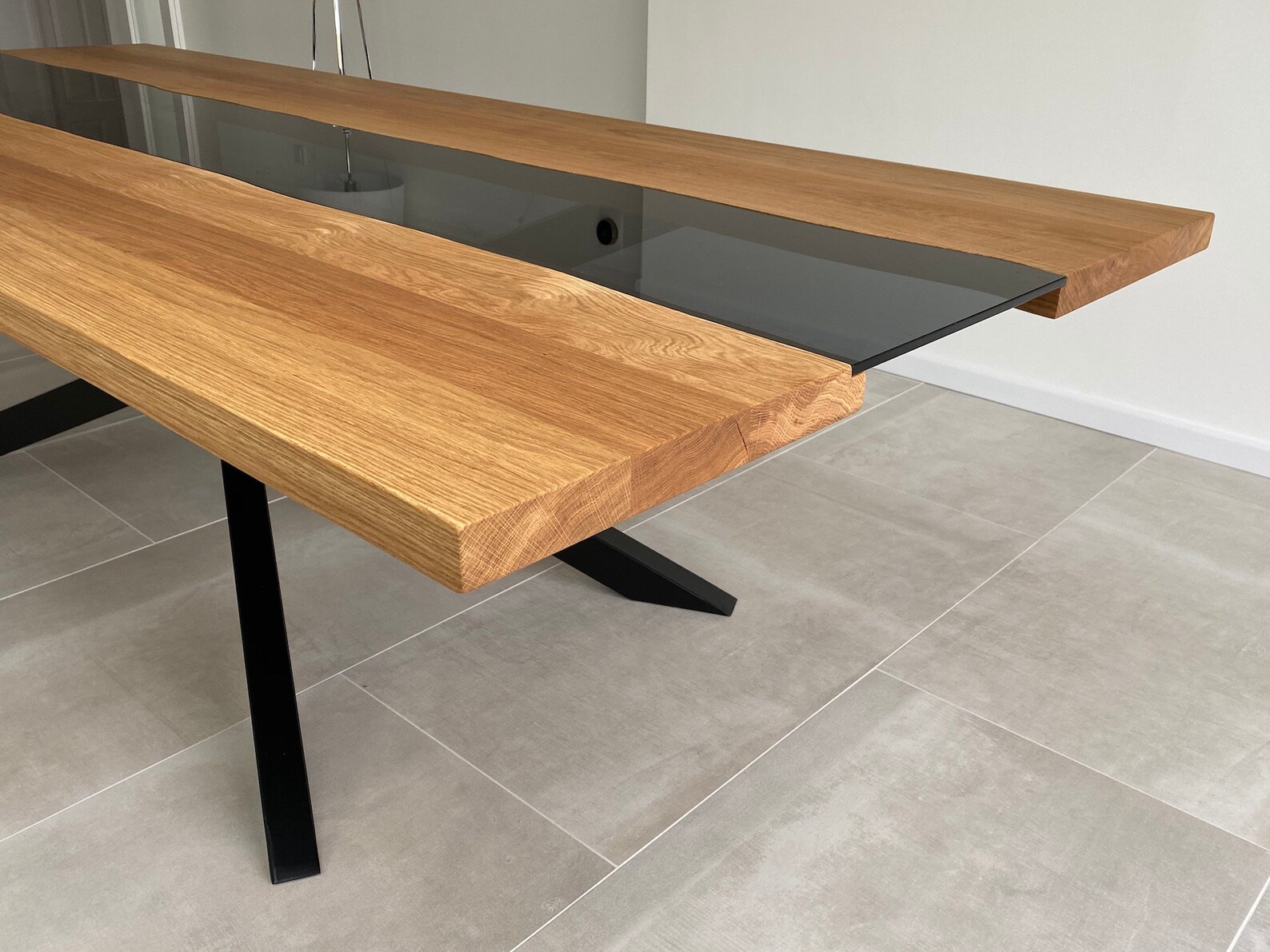 Solid Oak & Glass Dining Table Kitchen Table Conference Etsy UK