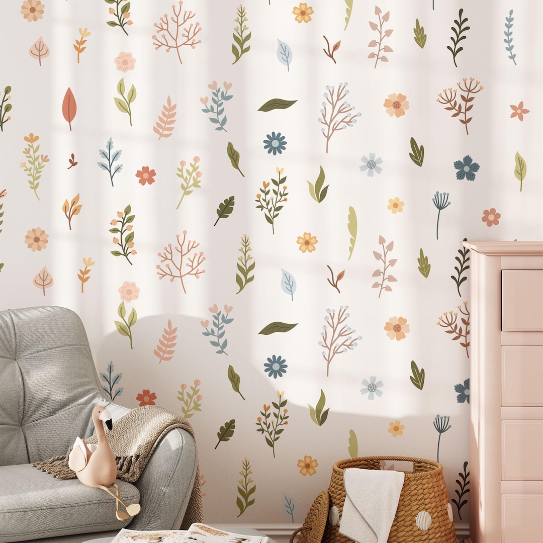 Wildflower Wall Decals: Peel & Stick Floral Nursery Decor - Etsy