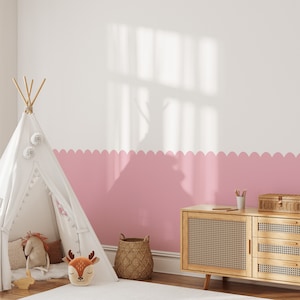 Scalloped Wall Stencil, Paintable Decals, Nursery Decor, Kids Bedroom, Removable Wall Decals, Polka Dot Decals