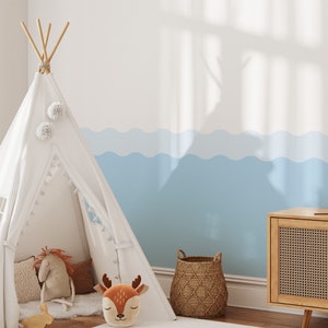 Wave Wall Stencil, Paintable Decals, Nursery Decor, Removable Wall Decals, Polka Dot Decals