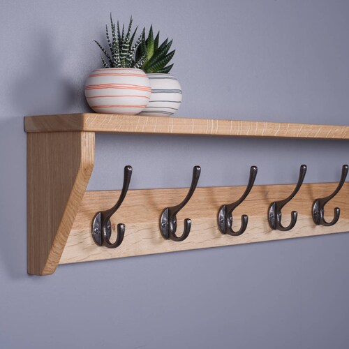 Rustic Reclaimed Wooden Coat Rack Coat Hooks With Shelf Wall Etsy UK