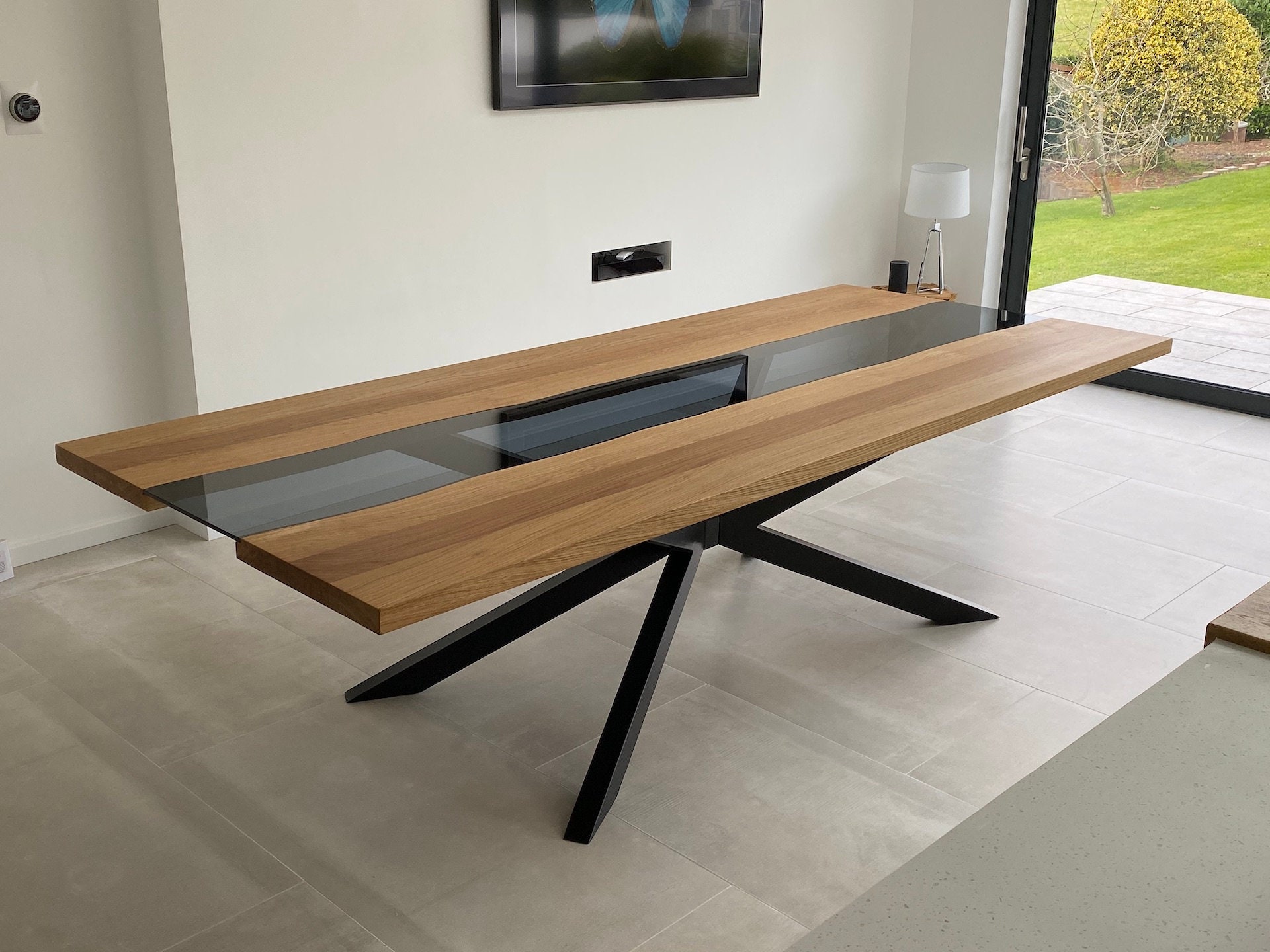 Solid Oak & Glass Dining Table Kitchen Table Conference Etsy UK
