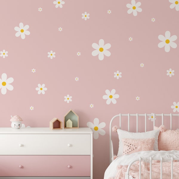 Muurstickers madeliefje: verwijderbare papieren bloemen baby-, kinderkamerstickers