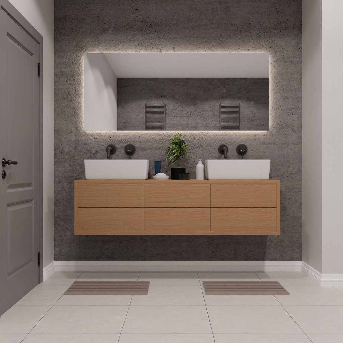 Oak Floating Bathroom Vanity / Wash Basin / Scandinavian Etsy UK