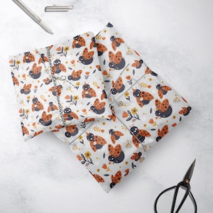 Ladybirds Gift Wrap, Eco Friendly Bugs Kids Gift Wrapping Paper, 100% Recyclable, Luxury Sustainable Kraft Birthday.