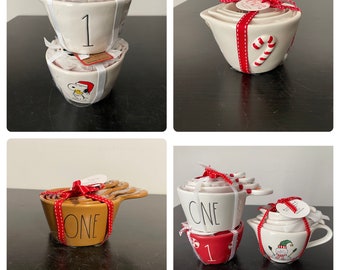 Rae Dunn Christmas Snowman and Peppermint, Gingerbread Measuring Cups-click  on the Drop Down Menu and Select 