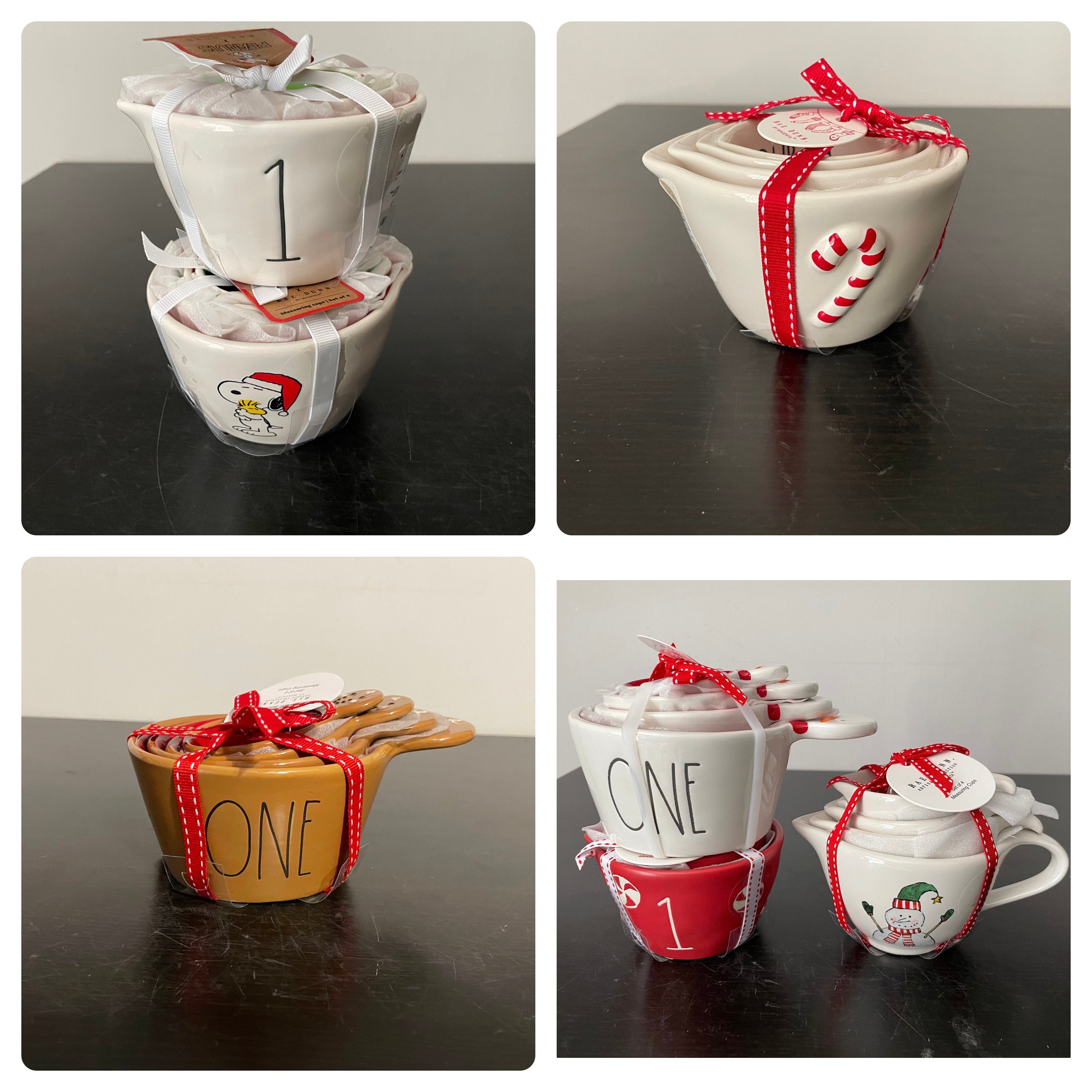 Rae Dunn Christmas Snowman and Peppermint, Gingerbread Measuring Cups-click  on the Drop Down Menu and Select 