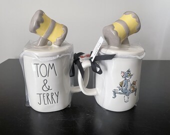 Rae Dunn Tom & Jerry Mugs with Hammer Topper-