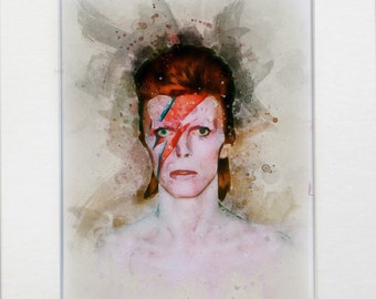 David Bowie Painting | Original Watercolour Painting, Limited Print Edition, Wall Decor Art Poster Artwork Ready to hang