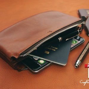 Patrón de bolso de mano de cuero (archivos PDF): bolso de mano con cremallera y doble bolsillo (con guía práctica)