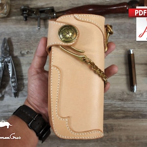 Patrón de billetera de cuero (archivos PDF): Patrón de billetera de motociclista (con guía práctica)