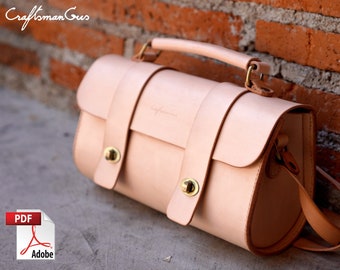 Leather Bag Pattern (PDF Files) Barrel Satchel Pattern (with VDO how to guide)