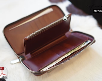 Long Zipper Wallet Pattern (PDF Files) with how to guide