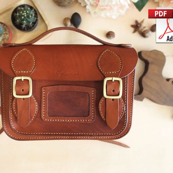 Leather Bag Pattern (PDF Files) Leather Satchel Bag (with how to instruction)
