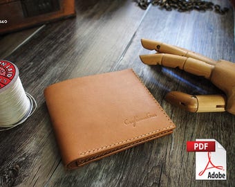 Leather Wallet Pattern (PDF Files): Bifold Wallet Fit Euro bills (with how to guide)