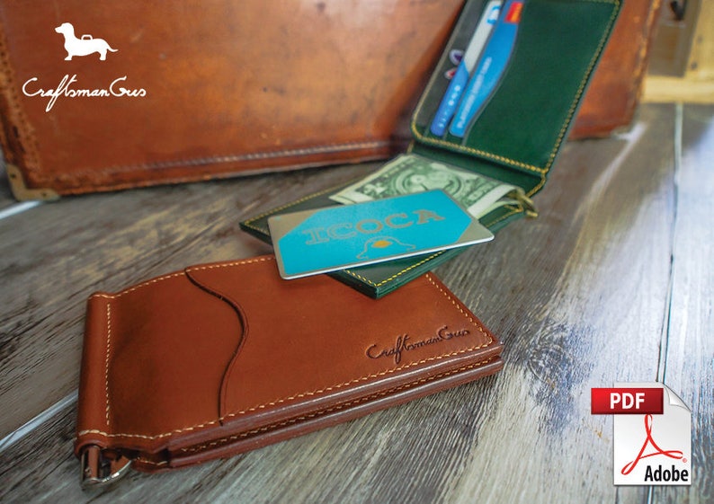 Leather Wallet Pattern Pdf Files Leather Money Clip Wallet Etsy - image 0!   