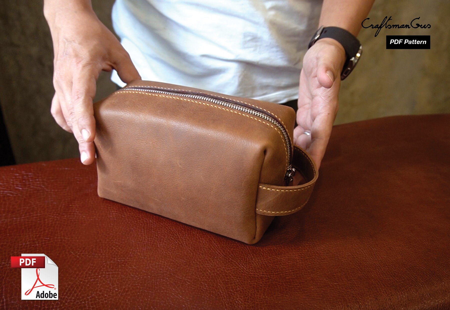 Leather Bag Pattern PDF Files Dopp Kit with How to Guide Etsy