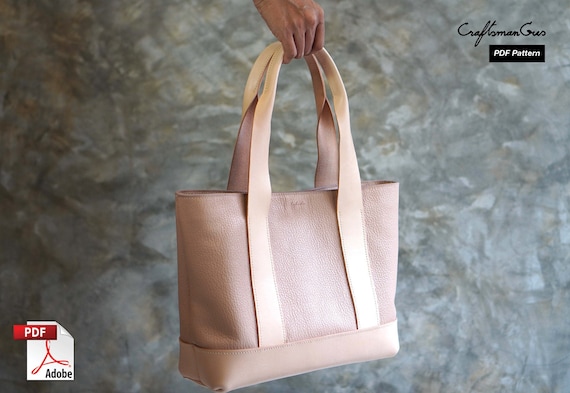 Leather Tote Pattern (PDF Files): LunchTote Bag Small (with how to guide)
