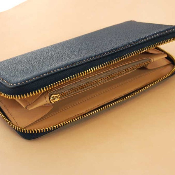 Leather Wallet Pattern (PDF Files): Long Zipper Wallet (with how to guide)