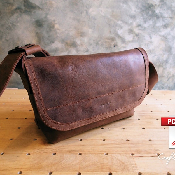 Patrón de bolso de cuero (archivos PDF): Bolso bandolera Samui pequeño (con guía práctica)