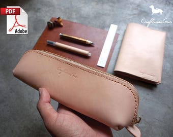 Leather Bag Pattern (PDF Files): Leather Pen Zipper Bag (with instruction guide)