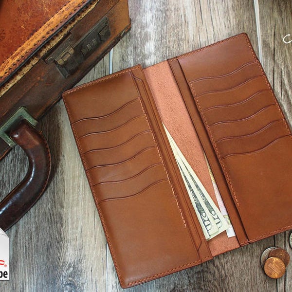 Leather Wallet Pattern (PDF Files): Long Leather Wallet 12 Cards Slot (with how to guide)