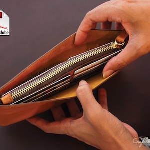 Patrón de billetera de cuero (archivos PDF): billetera con cremallera mínima (con instrucciones)