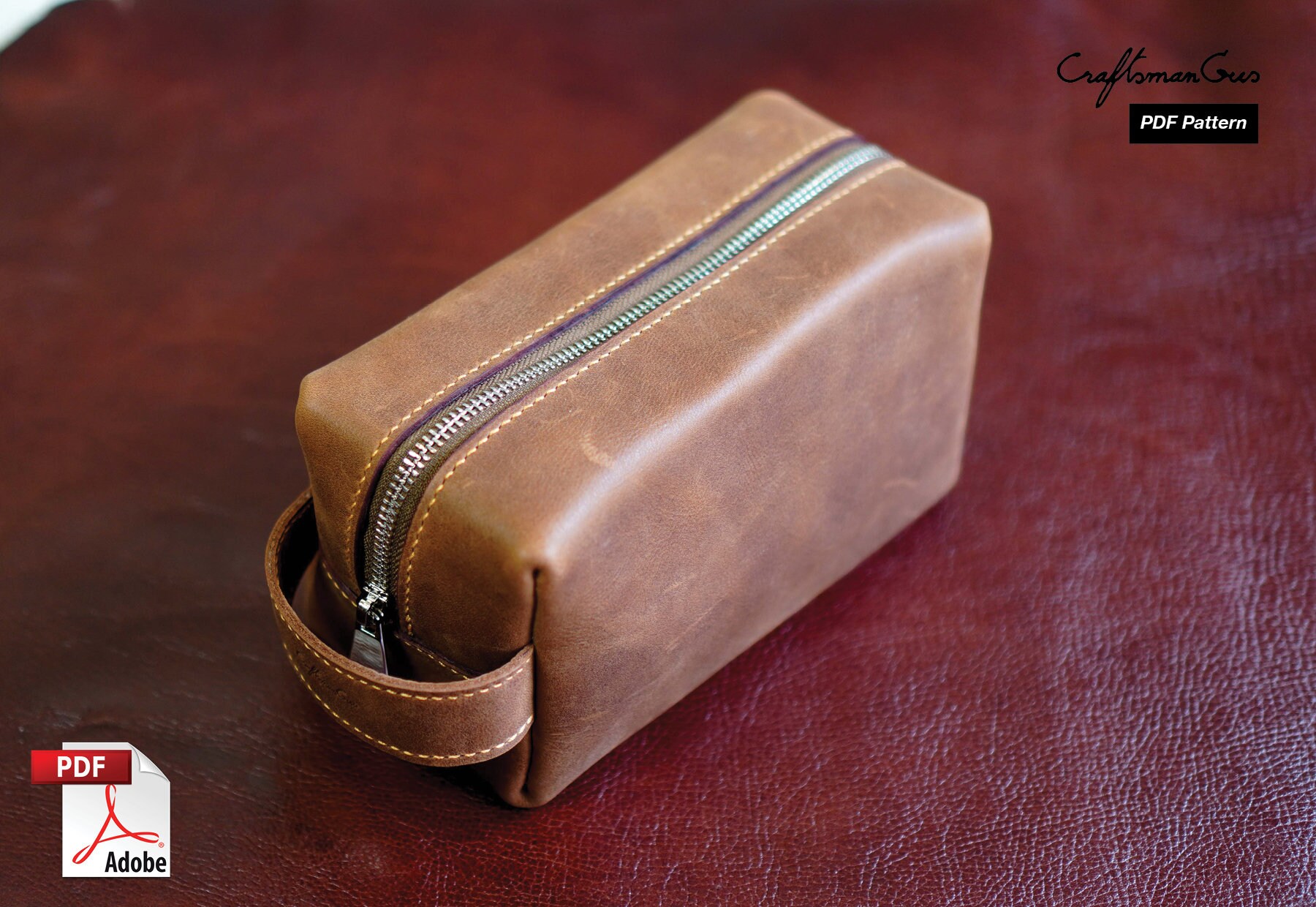 Leather Bag Pattern PDF Files Dopp Kit with How to Guide Etsy