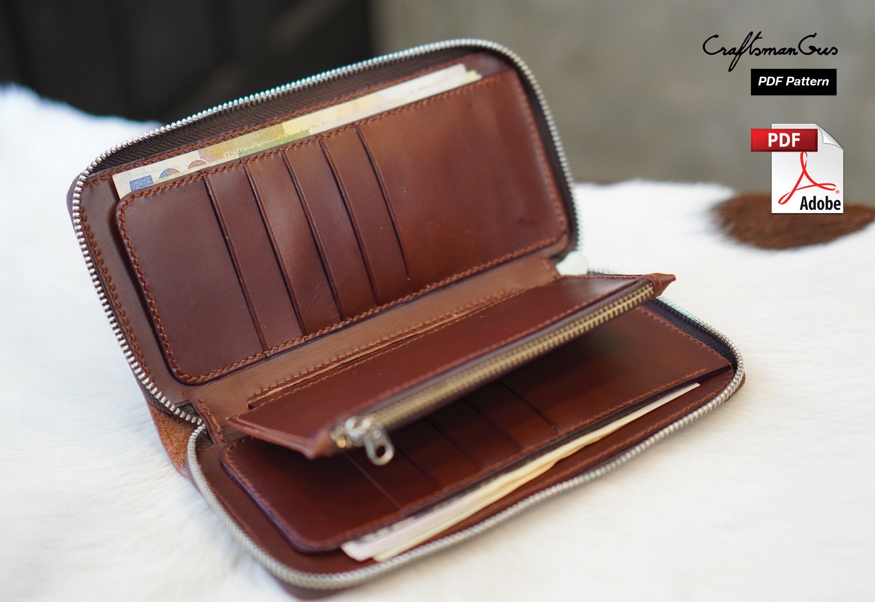 ロングジッパーウォレットのパターン（PDFファイル）と作り方ガイド - Etsy 日本