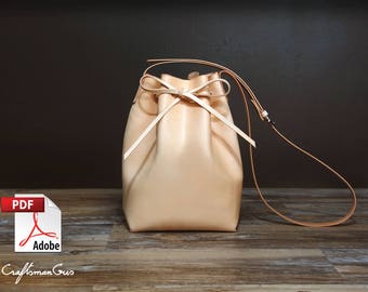 Leather Bag Pattern (PDF Files): Leather Bucket Pattern (with VDO how to guide)
