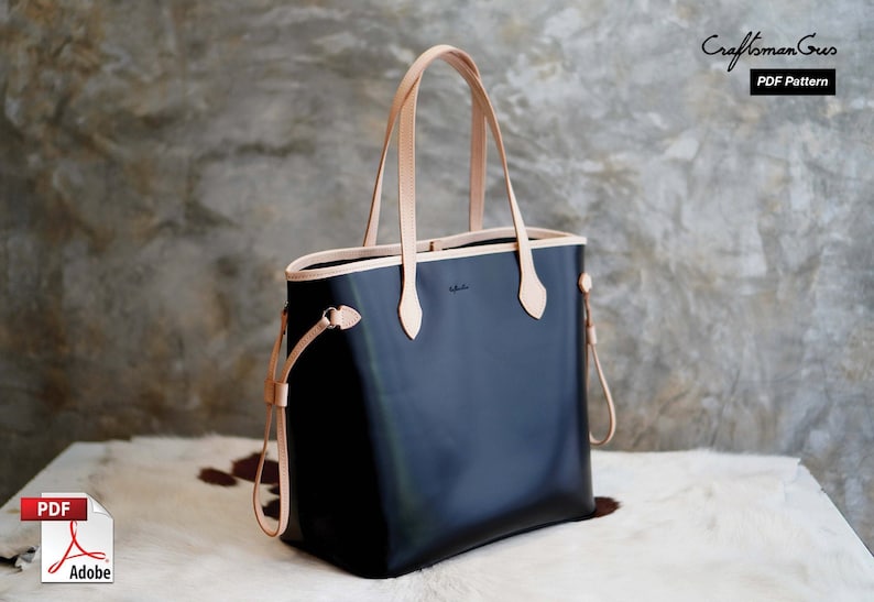 Leather Bag Pattern (PDF Files) Day Tote Pattern (with how to guide) image 1